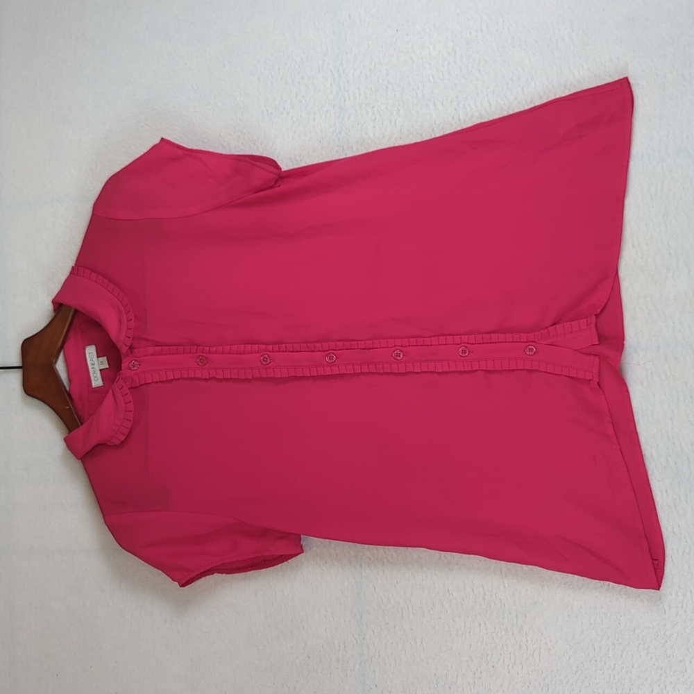 DownEast Pink Fuchsia Boxy Button Down Blouse M
